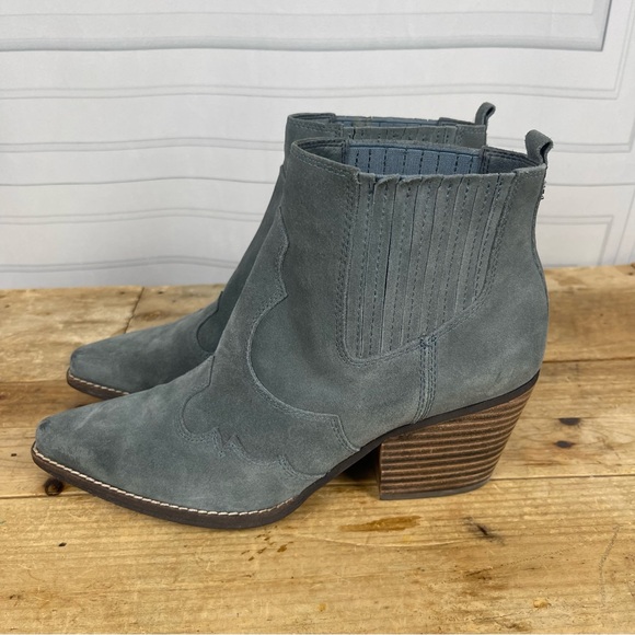 Sam Edelman "Winona" Blue/Gray Western‎ Suede Ankle Booties - Women's 8.5 - Picture 6 of 14